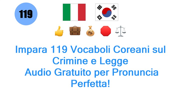 Impara 119 Vocaboli Coreani sul Crimine e Legge: Audio Gratuito per Pronuncia Perfetta!